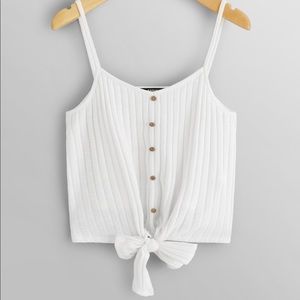Knot tie ribbed cami